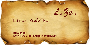 Lincz Zsóka névjegykártya